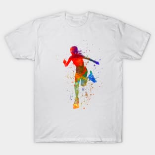 Woman in roller skates in watercolor T-Shirt